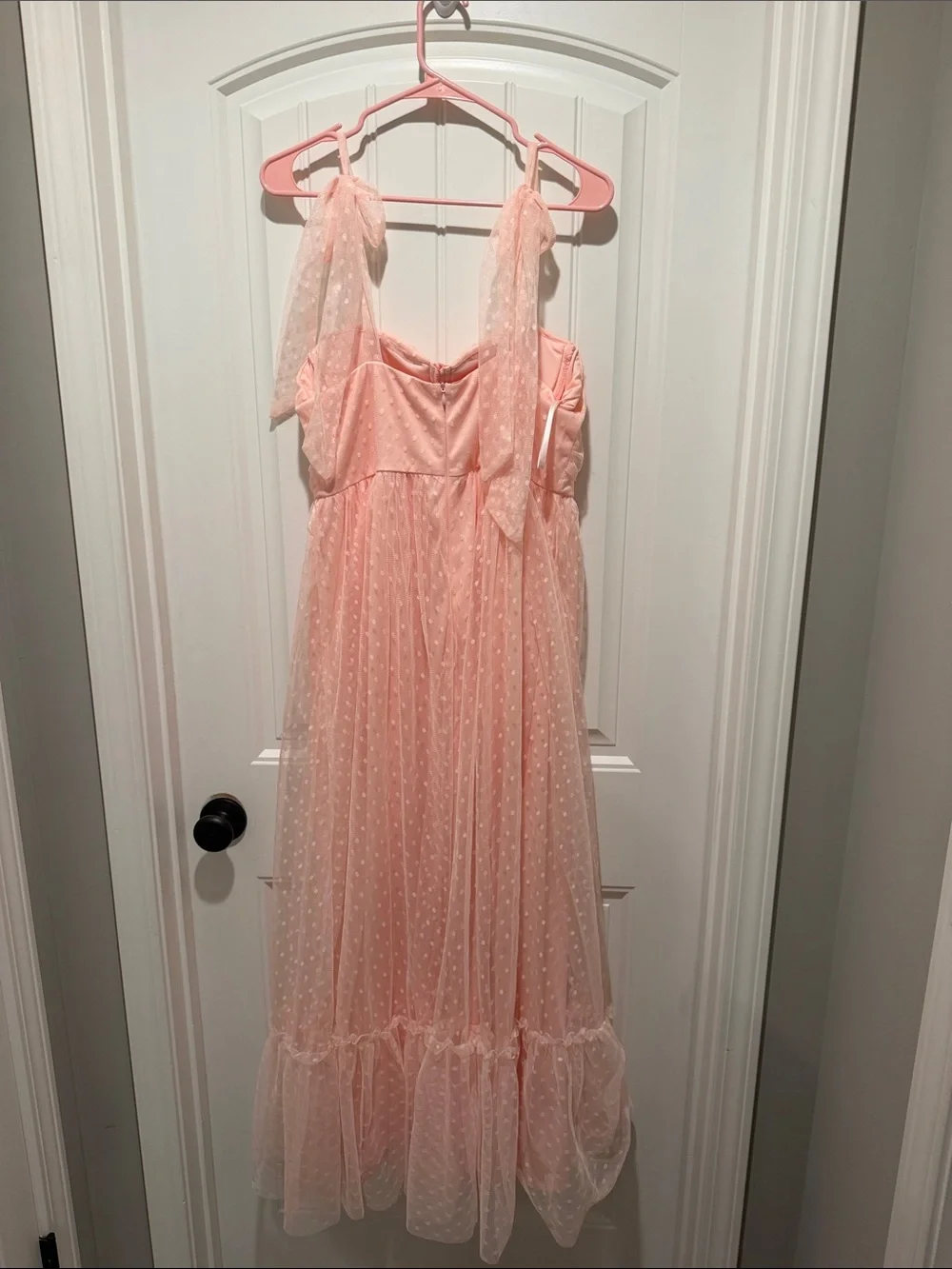 SHEIN Delicate Pink Mesh dress with Polka Dot Detail
